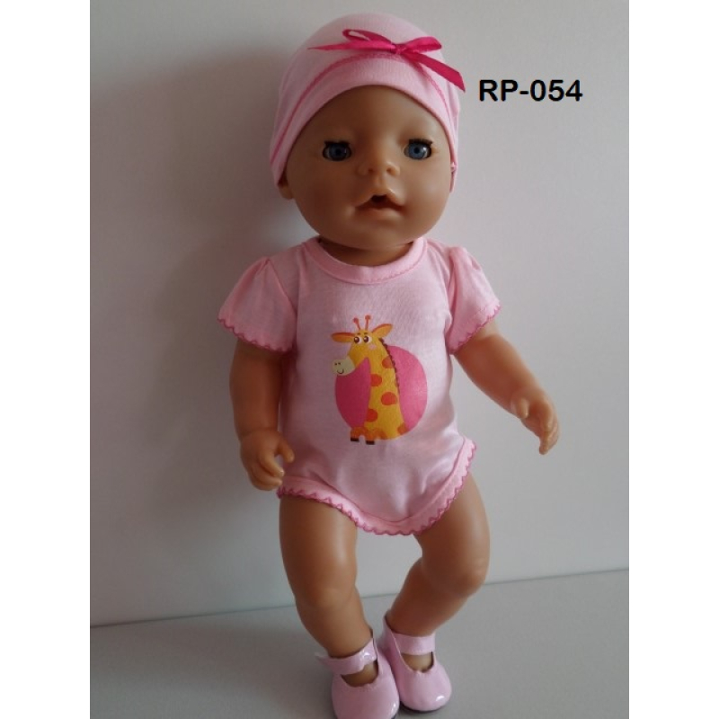 Romper met muts rose met giraffe